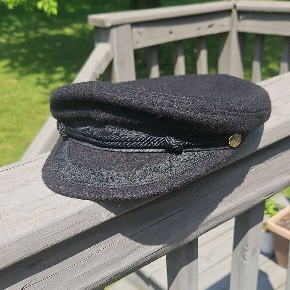 Vintage Wool Fisherman’s Cap – Black – Pure Wool - Picture 1 of 6